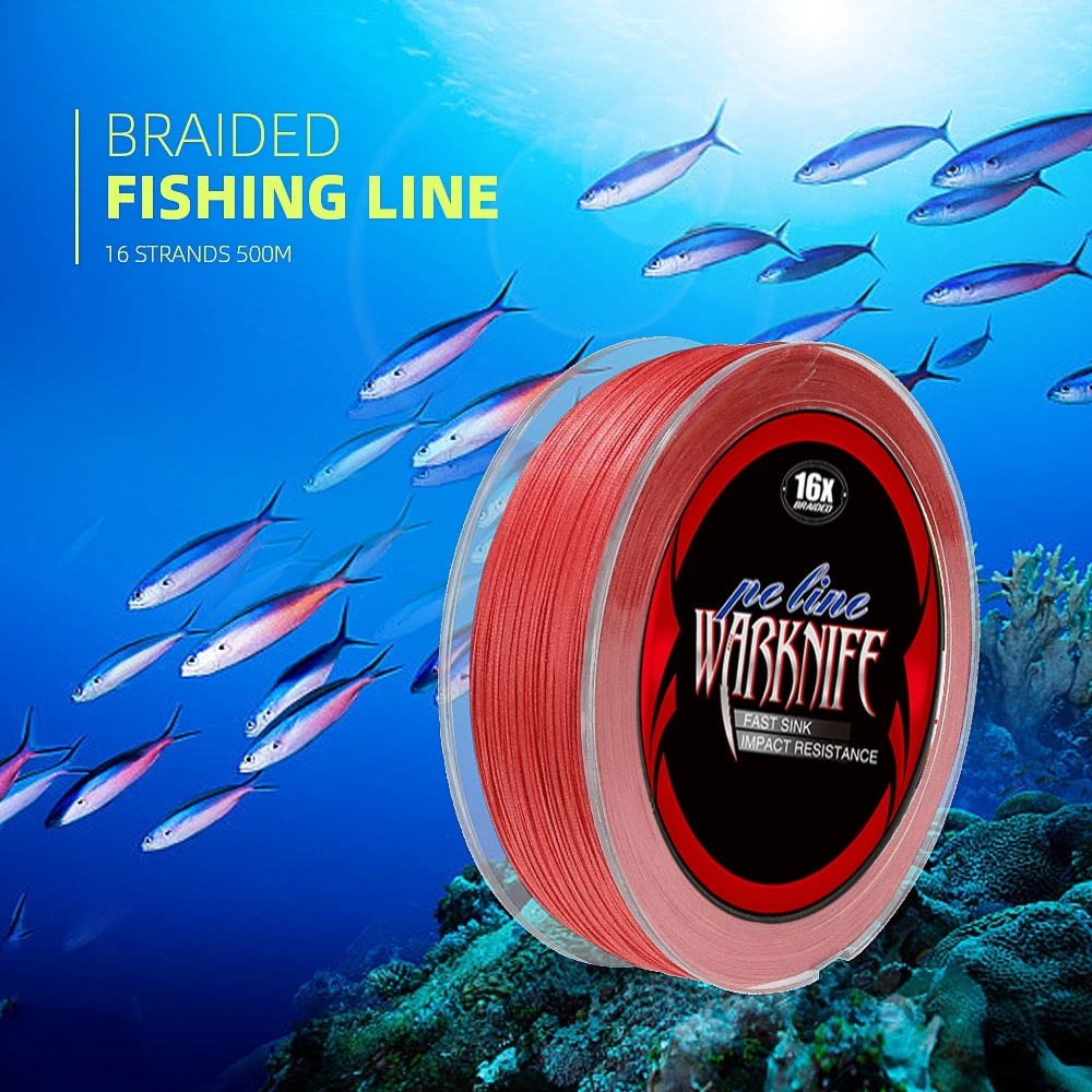 Warknife Braided Fishing line 500M 1000M 16 Strands Multifilament Fishing Wire Carp Fishing 20-80LB Hollow Core Sea Saltwater