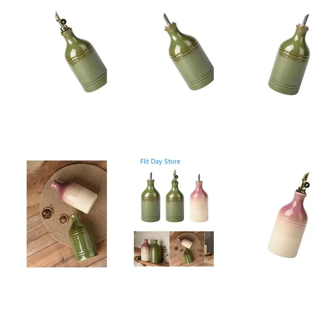 F92C Refillable Ceramic Oil Cruet With Controlled Pour Spout for Table Use