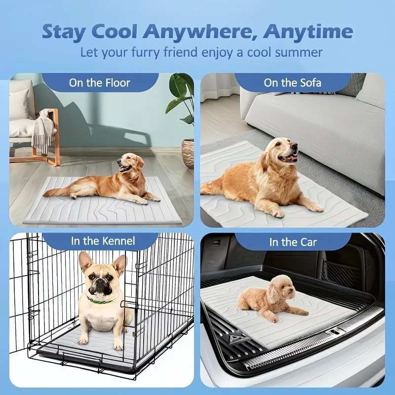 1pc Summer Upgraded Version Cooling Pet Mat,Dog Mat| Ice Slicky Fiber Fabric Cooling Mattress, Breathable Skin-Friendly Pet Pad