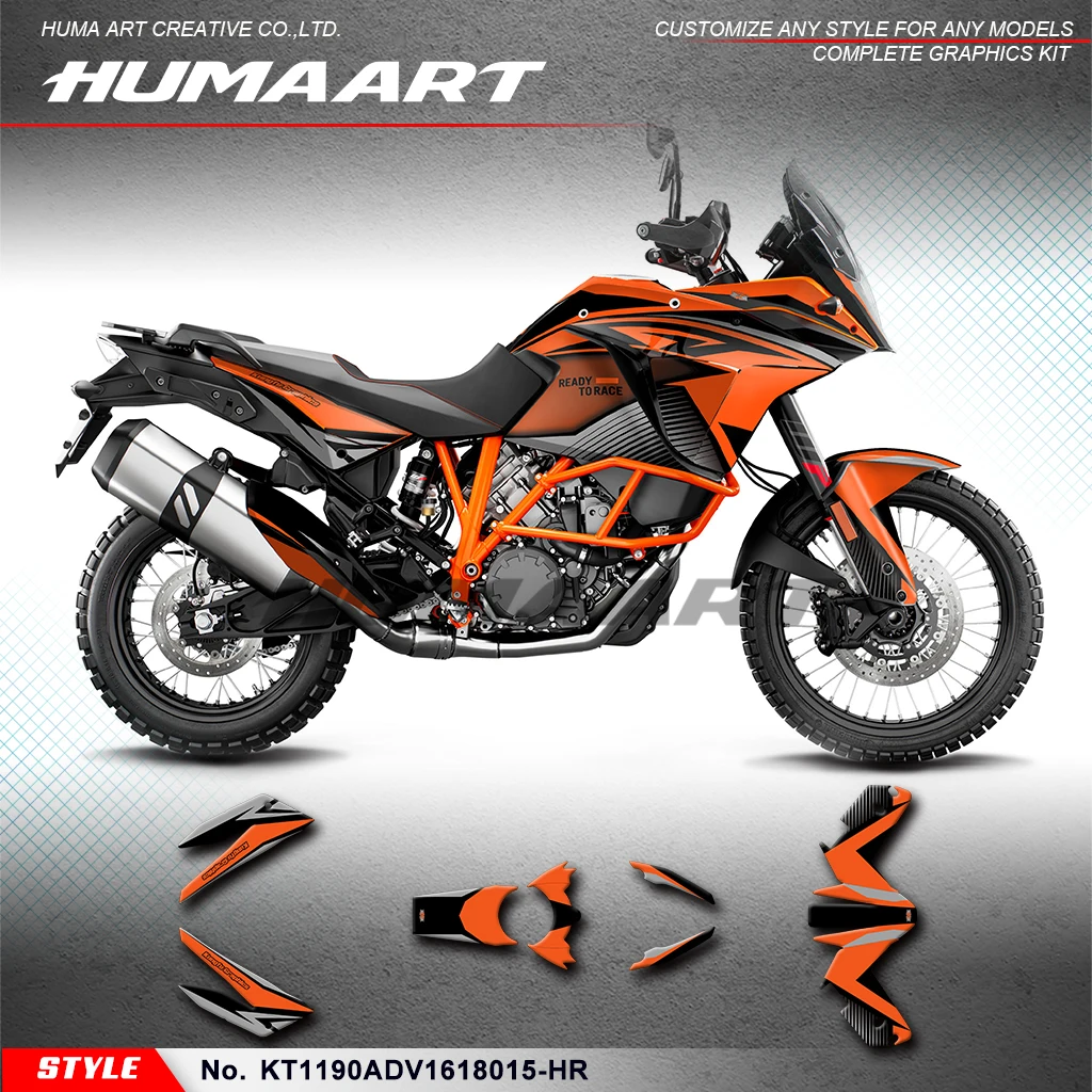 HUMAART Custom Motorcycle Stickers for KTM 1050 1090 1190 ADV Adventure 2016 2017 2018 Graphics Kit Shield, KT1190ADV1618015-HR