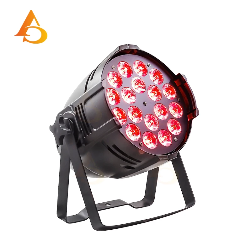 DMX 18x18 واط RGBWA UV 6in1 LED Par Light DMX 6-Color Par Light RGBWA UV المرحلة DJ معدات الإضاءة