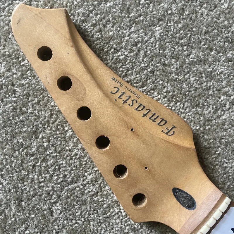 FN240 22 Frets Maple+Maple 648mm Scales Length Electric Guitar Neck Semi Finishing with Trussrod Inlay for DIY Replace