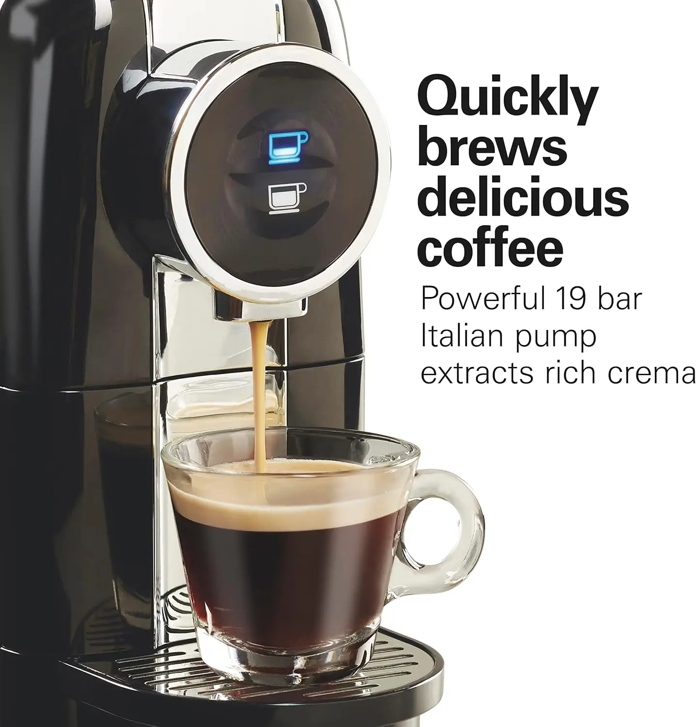 Espresso Machine, Compatible with Nespresso Pods, Single Serve Coffee Maker, Powerful Italian 19 Bar Pump, 22 oz. Water Reservoi
