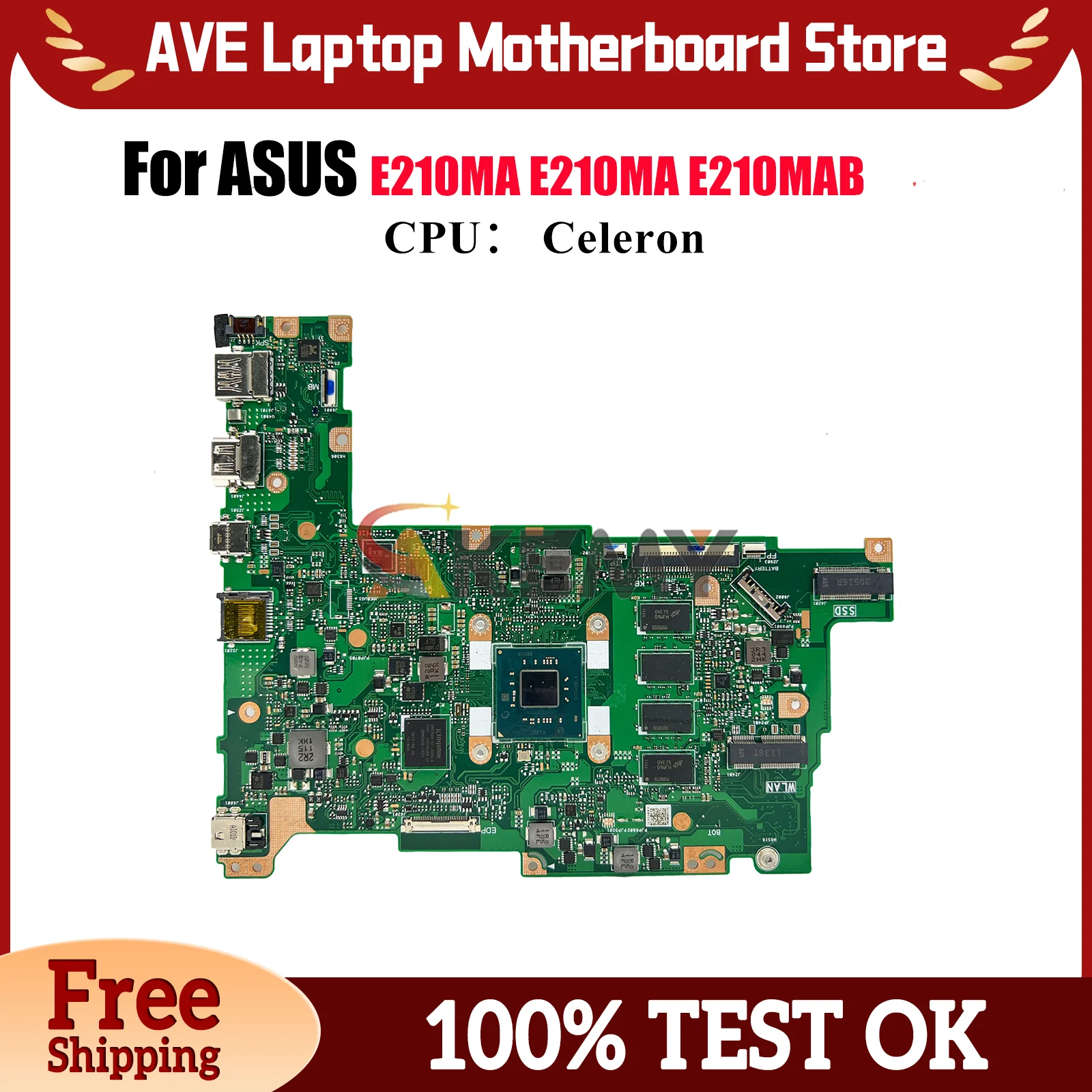

E210MA Материнская плата для ноутбука ASUS EeeBook E210M E210MAB E210MA Материнская плата для ноутбука с процессором Celeron 100% тестирование ОК быстрая доставка