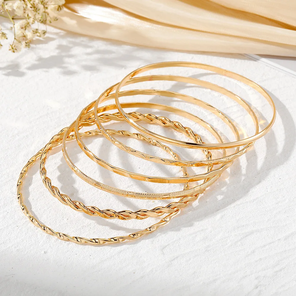 Charmsmic 14pcs/set Punk Style Round Big Circle Wide Bracelets & Bangles For Women Gold Color Armband Trendy Alloy Boho Jewelry