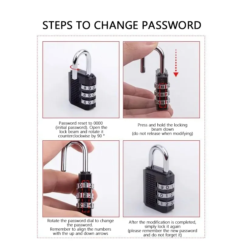 Combination Padlock 4 Digit Password Locks Suitcase Luggage Metal Waterproof Password Padlock for School Locker Gym Locker Gate