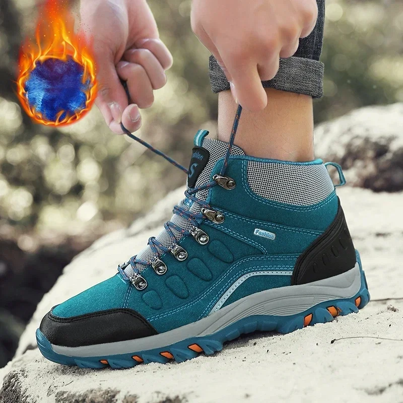 2023 High Quality Plush Winter Hiking Shoes Women Outdoor  High Top Warm Camping Casual Sneakers Ladies Non-slip Trekking Boots