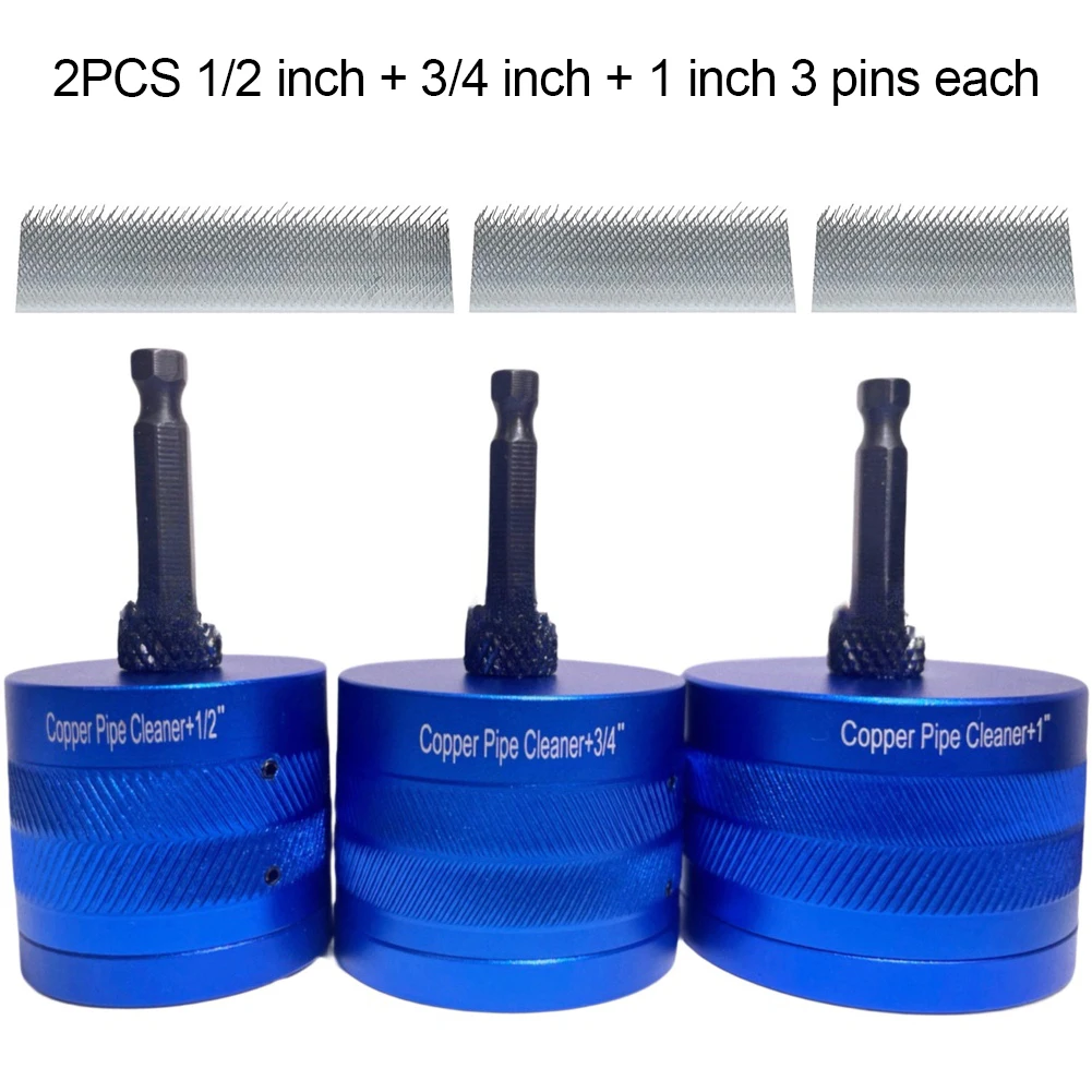Copper Pipe Cleaning Brush Set 1/2 3/4 1 Inch For Drill HVAC Plumbing Gas Line Vent Maintenance Hand Wire Brushes Tools
