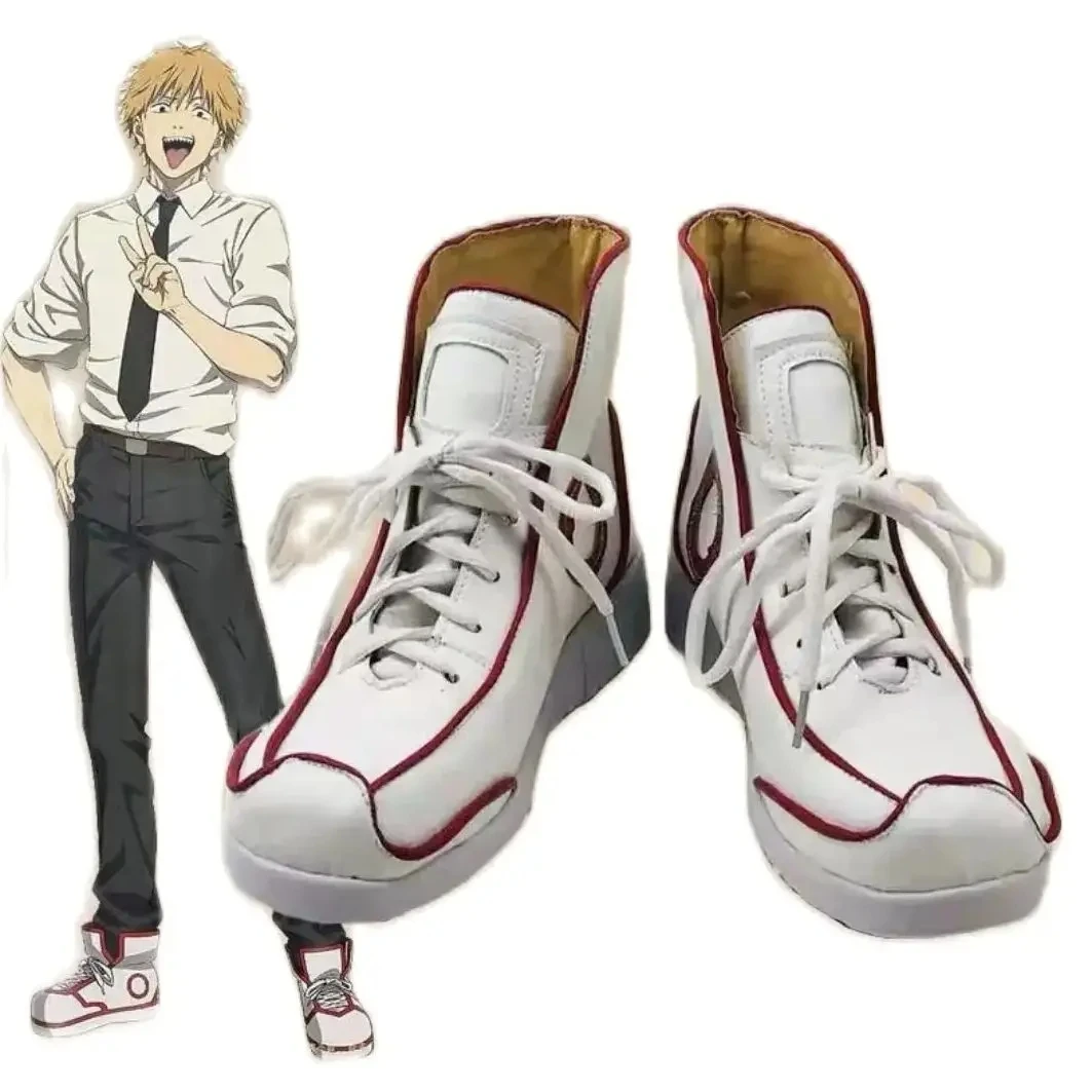 Anime Chainsaw Man Denji Cosplay Shoes Anime Cos White Sneaker Boots Comic Denji Cosplay Costume Prop Shoes for Con Halloween