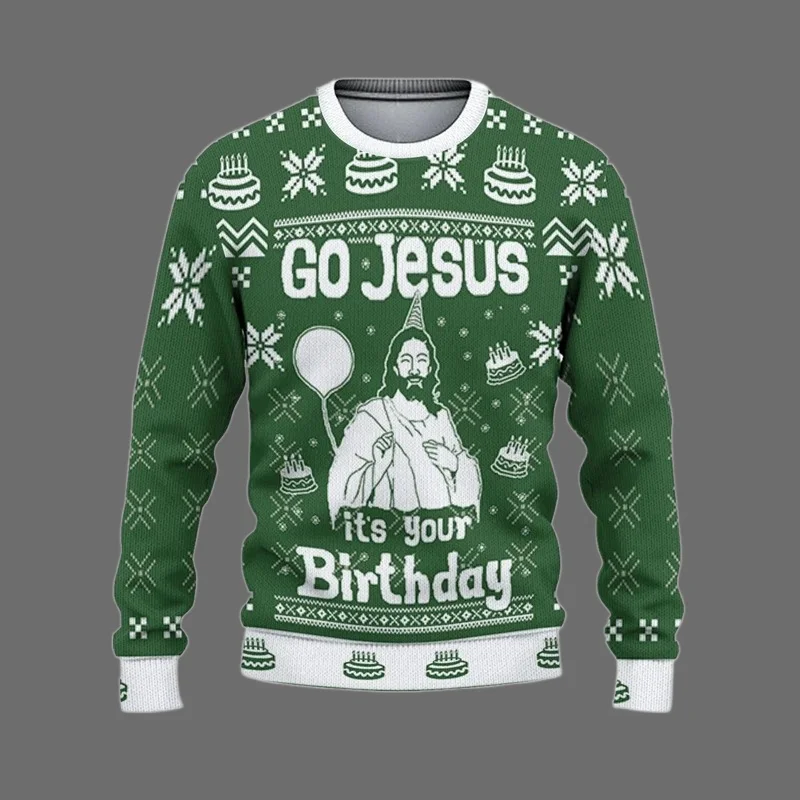 الذهاب يسوع إنه عيد ميلادك عيد الميلاد البلوز ثلاثية الأبعاد طباعة مهرجان موضوع فضفاض س الرقبة سترة قبيحة عيد ميلاد سعيد يسوع الجرافيك 2026 #6