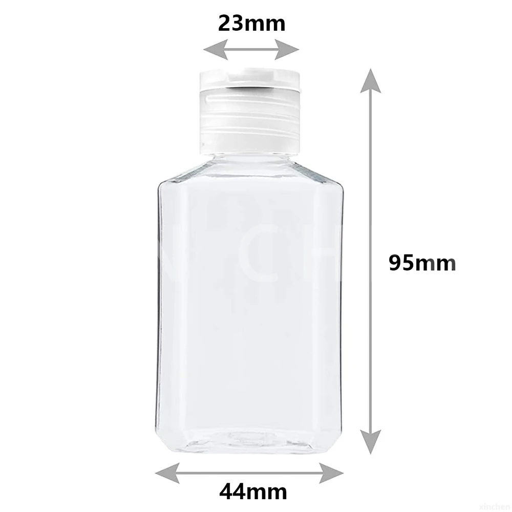 10pcs/set 60ml Empty Portable Square Travel Bottle Shampoo Bottle PET Cream Lotion Bottles Mini Refillable Cosmetic Container