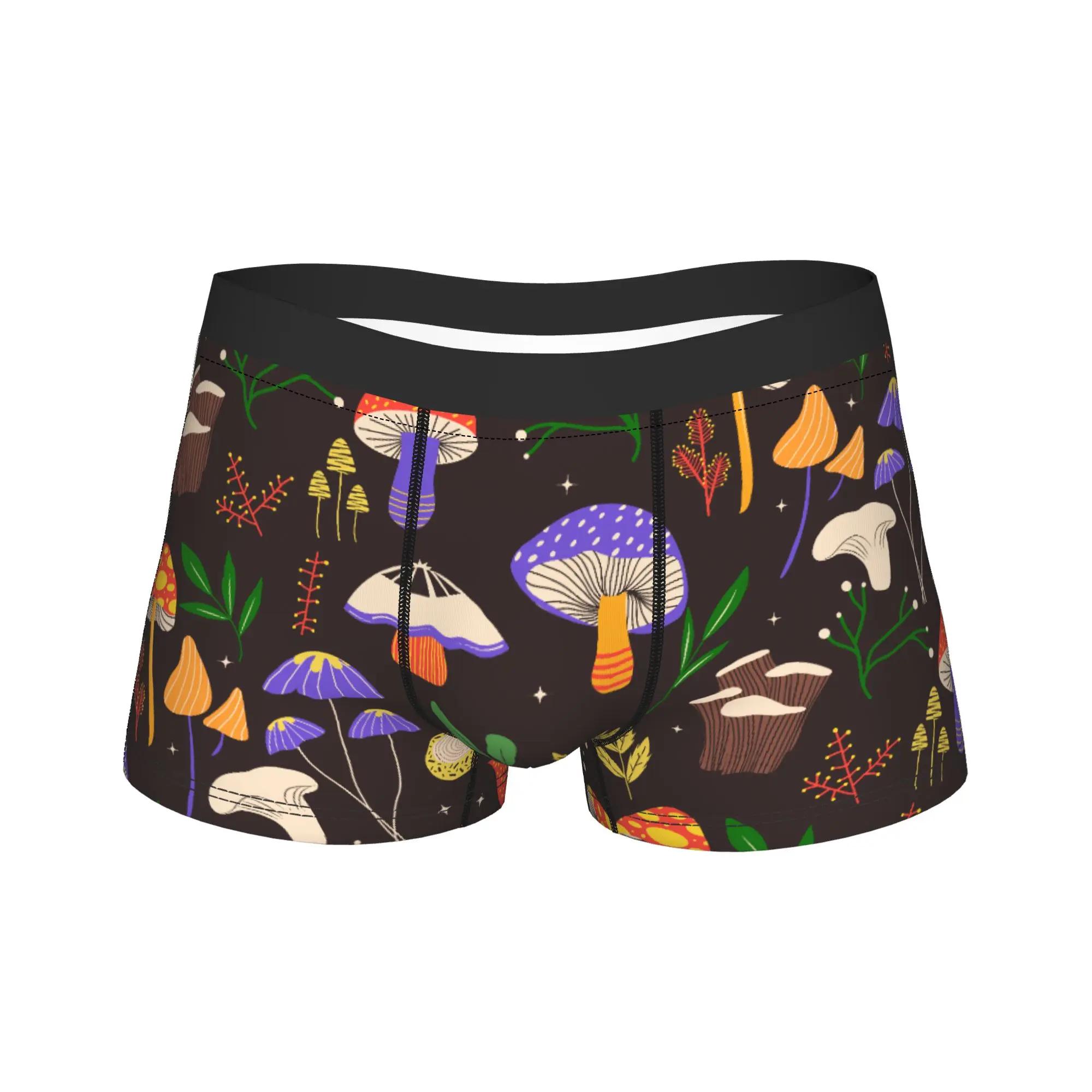 

Мужское длинное нижнее белье с узором листьев и грибов, новинка, трусы-боксеры, шорты, мужские мягкие трусы M-XXL