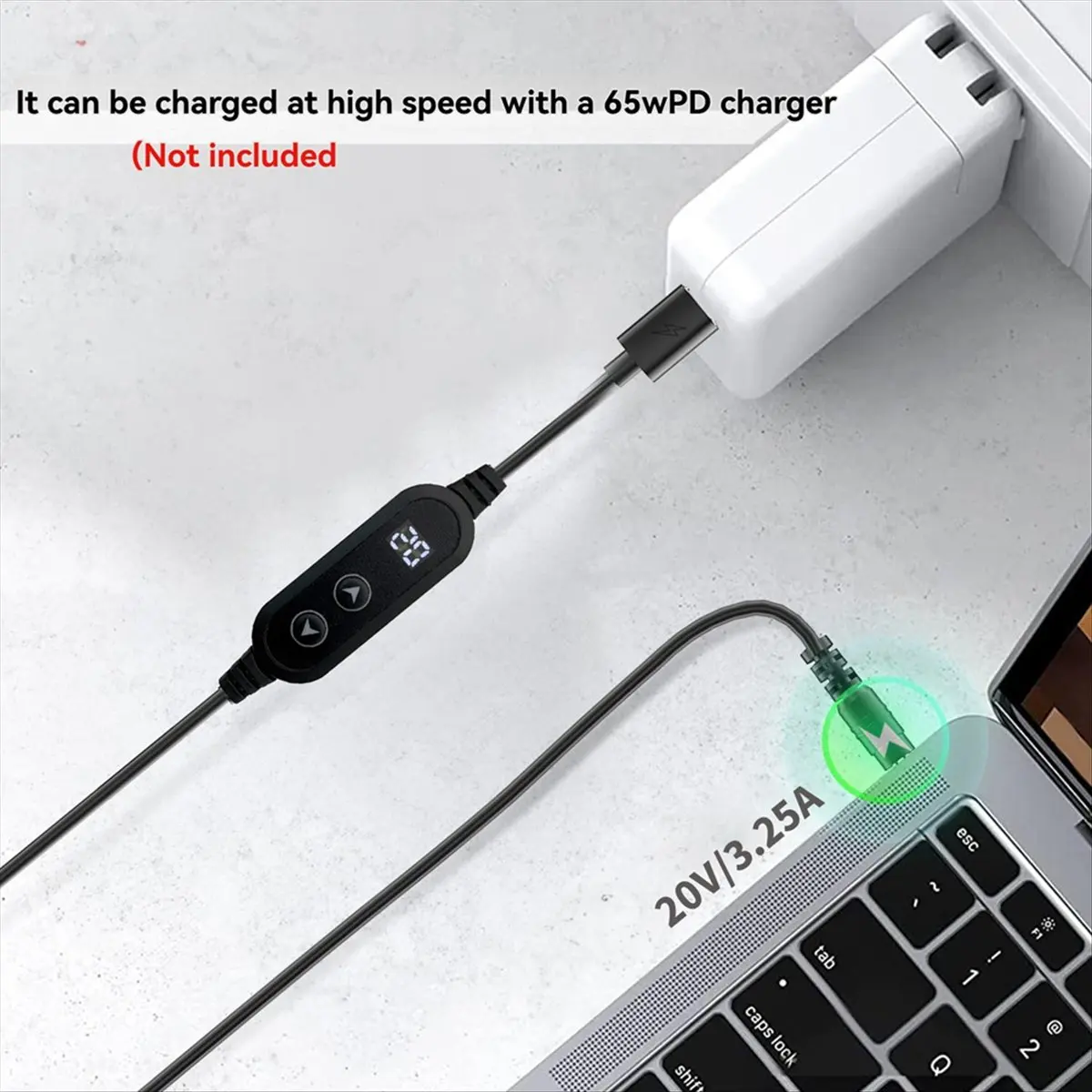 ABIU Type-C to DC Power Boost Cable Adjustable Voltage 5V/9V/12V/15V/20V Boost Line USB C to DC Fast Charging Step-Up Cord