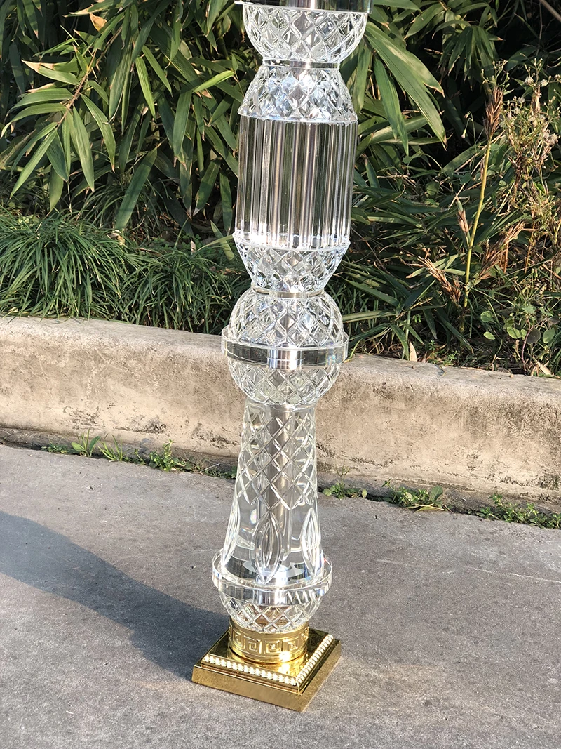 New Design Crystal Glass Stair Balustrade Glass Stair Pillar Villa And Hotel Decorative Glass Balustrade With Alloy Base