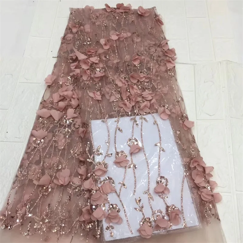 Pink 3D Chiffon Cluster Flowers Wedding Dress Bridal tulle lace bridal wedding/party dress lace