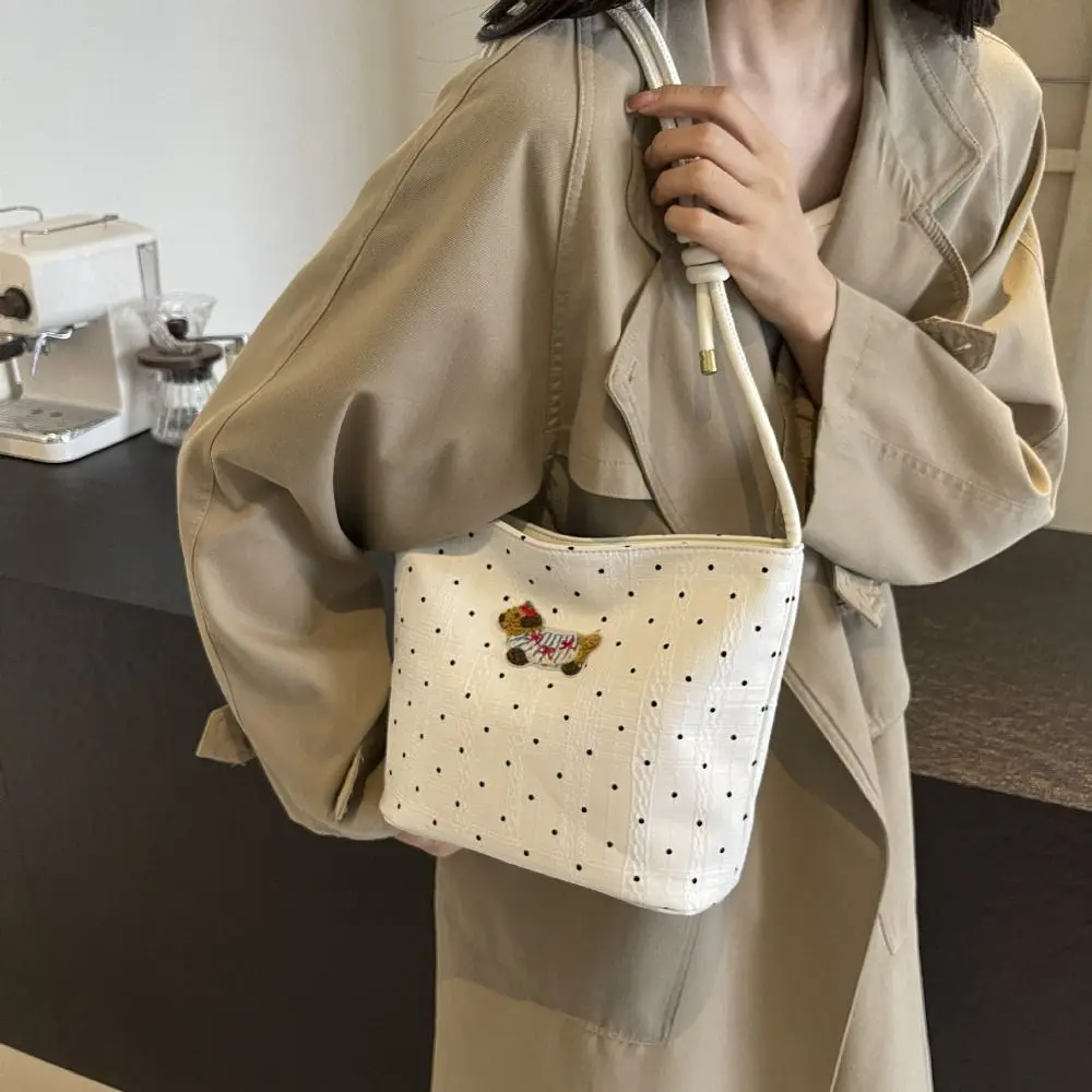 Hot Sale New Wave Point Shoulder Bag Kawaii Adjustable Handbag Cartoon Large Capacity Storage Bag