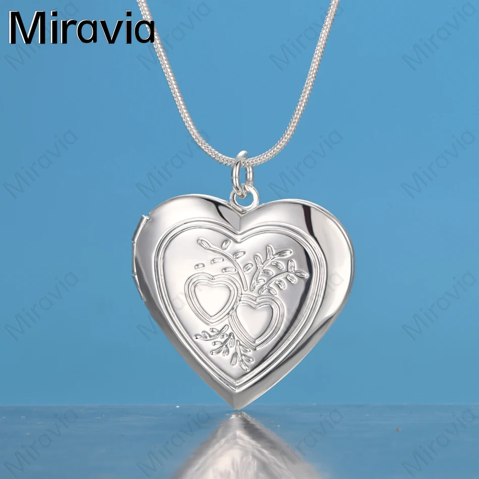 

Miravia 925 Sterling Silver Double Open Heart Double Carved Heart Pattern Pendant Necklace Exquisite Cute Wedding Party Jewelry