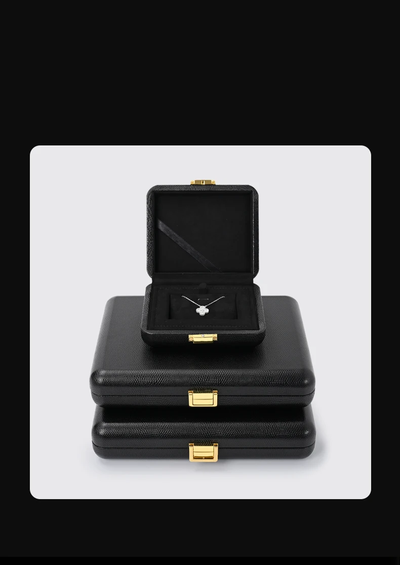 Oirlv Black Jewelry Organiser Boxes PU Leather Ring Earring Jewelry Set Box Jewel cases of precious metal Storage Box Gifts Box
