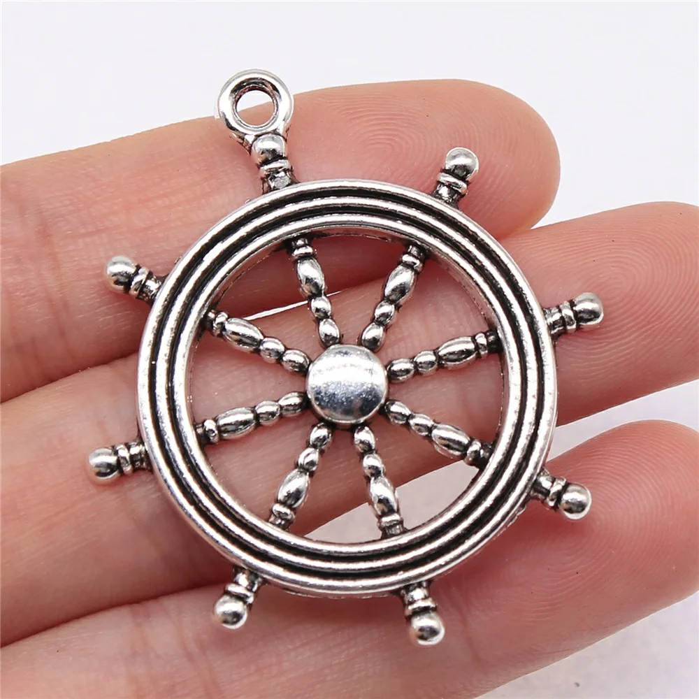 10pcs Ships Wheel Helm Rudder Compass Boat Charms Pendant Big Sailboat Pendant Charms For Jewelry Making