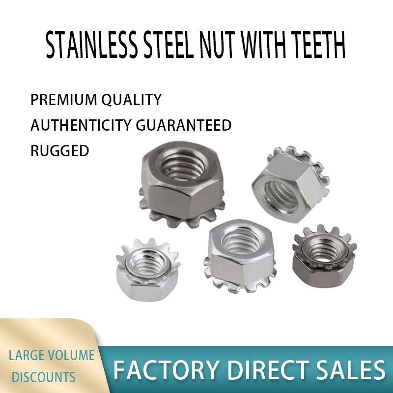 

304 Stainless Steel K Nut with Toothed Carbon Steel Multi Tooth K- Lock M3-M10 10Pcs