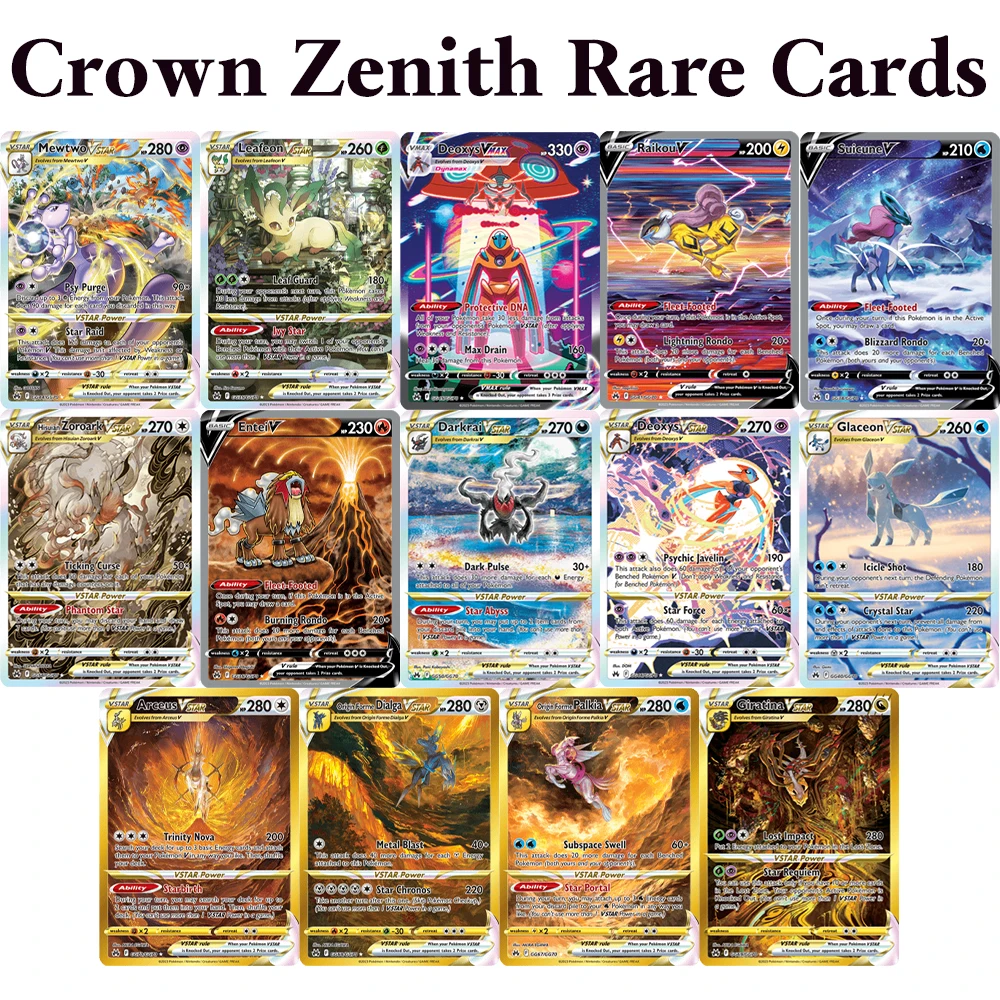 PKM Crown Zenith (CRZ) Proxy Foil DIY Game rare Cards Arceus Dialga Giratina Palkia Deoxys Leafeon Glaceon/VSTAR Deoxys VMAX