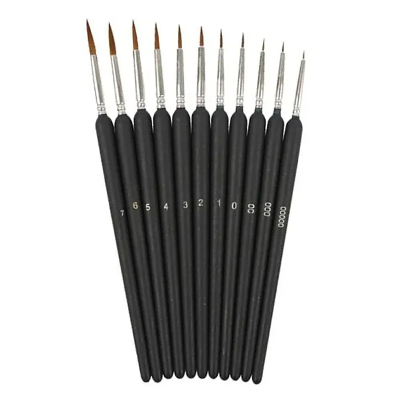 11 pcs Precision Paint Brush Set for Fine Detail - Durable Miniature Brushes With Micro Tips for Warhammer 40K Model & Art Paint