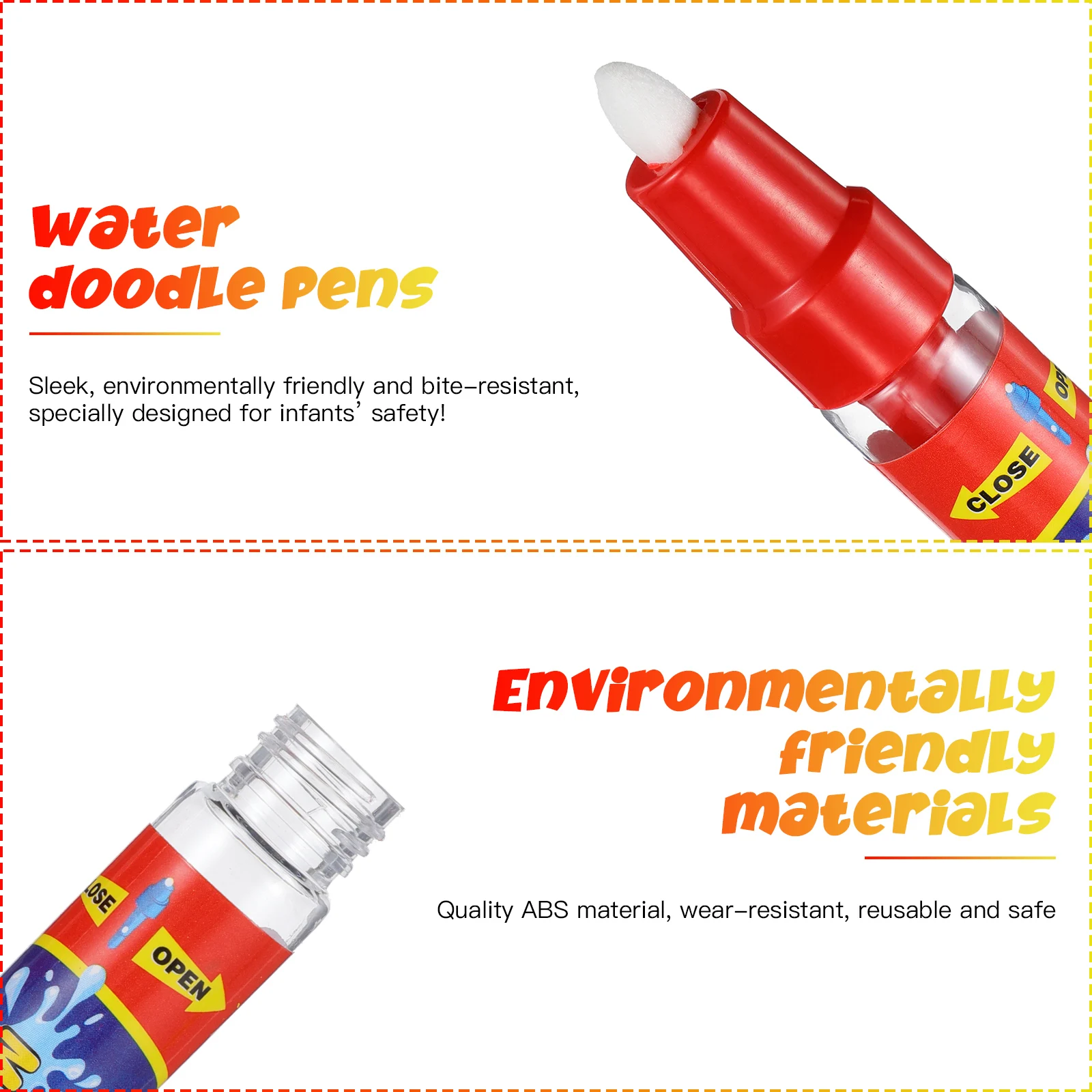 Clear Water Brushes Aqua Painting Supplies Doodle Pens Kids Toys Non Toxic Vibrant Colors Sturdy Tips Easy Drawing Water Mat