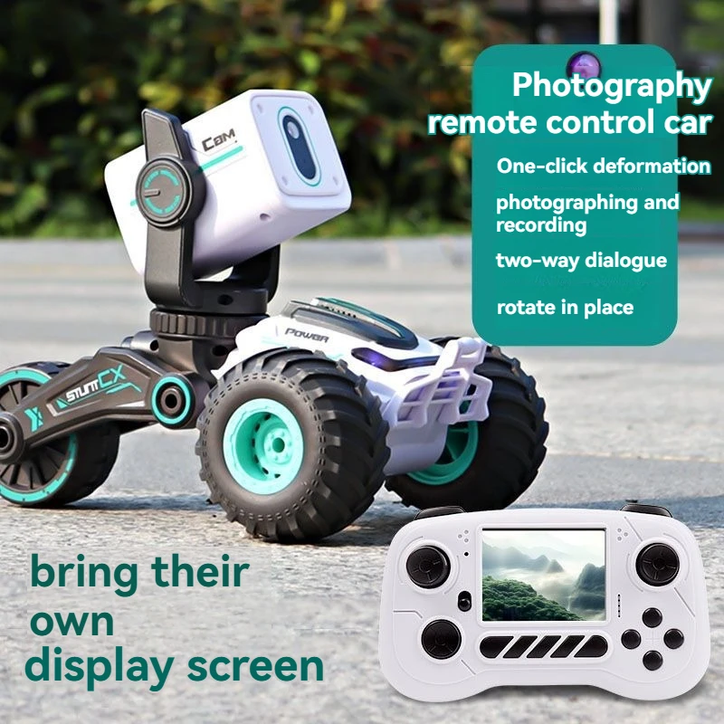 Children's rc remote control car handle HD photo remote dialog photography deformation stunt car boys toys Christmas gift