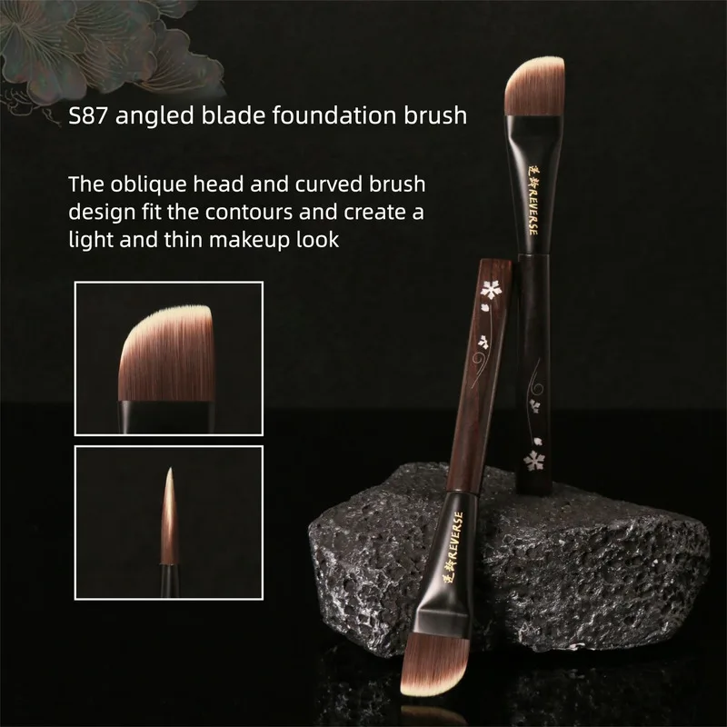 Anti-aging S87 Angled Blade Foundation Brush, Seamless And Luminous, Polished For Long-lasting Makeup, Reduces Product