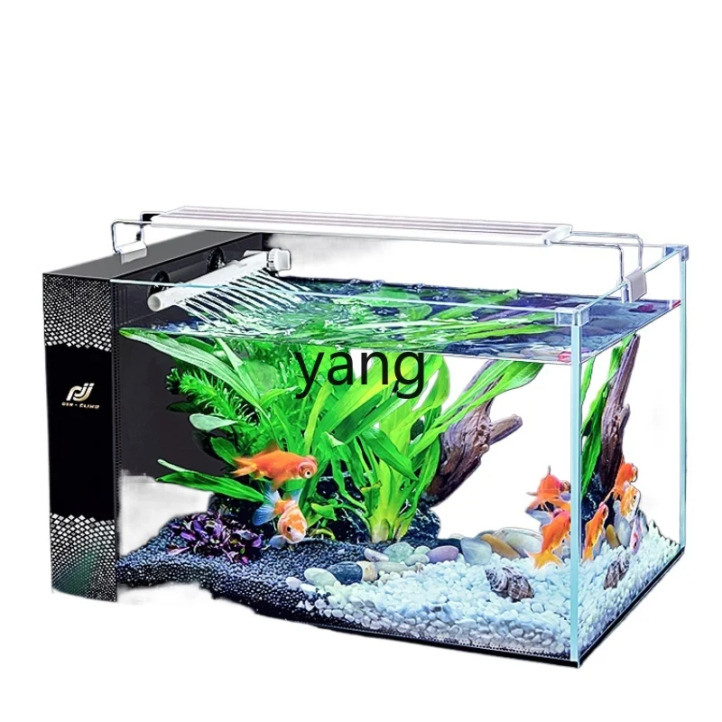 Yjq Living Room Home Side Filter Ultra White Full Set Tropical Fish Tank Medium and Large Living Room Home Ecological Aquarium