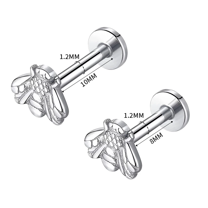 1PC Titanium Stud Earrings Internal Thread Labret Little Bee Lip Ear Studs Rings Tragus Cartilage Helix Piercing Body Jewelry