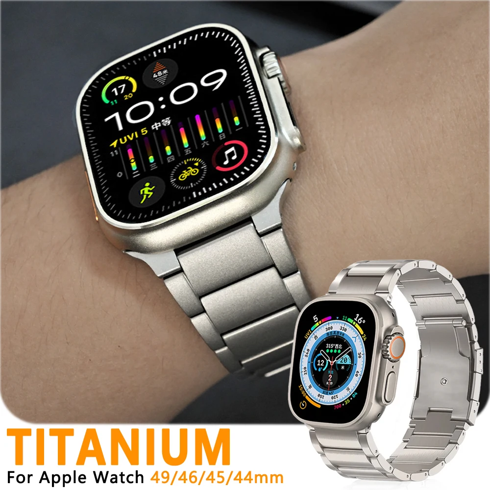 

Роскошный титановый ремешок для Apple Watch Ultra 3 2 49 мм серии 11 10 46 мм Мужской деловой ремешок для Iwatch 9 8 7 6 5 4 se 3 44 мм 45 мм