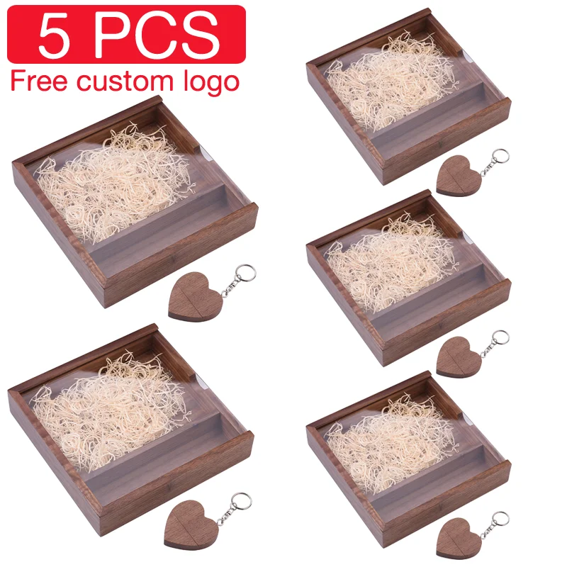 

5PCS Memory Stick 128GB Free Custom Logo Pen Drive 64GB Wooden Box USB3.0 Flash Drive 32G Wholesale USB 3.0 Stick Color Printing