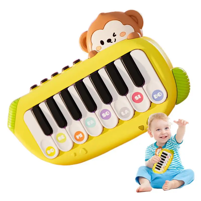 Small Piano Keyboard Monkey Preschool Learning Musical Toys Kids Piano Keyboard Portable Multi-Function Musical Instruments Toys