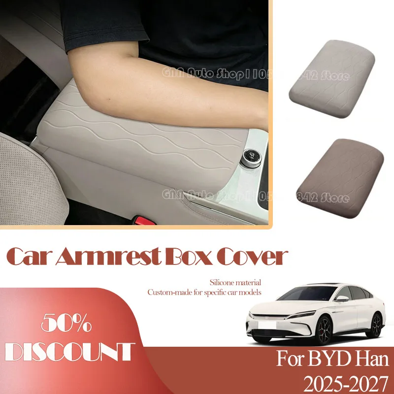 For BYD Han 2025 2026 2027 Car Armrest Box Cover Middle Console Storage Case Silicone Protector Sleeve Auto Interior Accessories