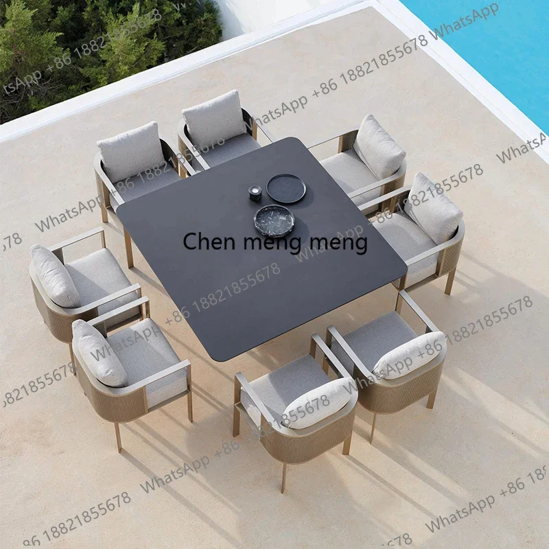 

E182 Outdoor stainless steel leisure high-end patio garden outdoor balcony hotel alfresco dining table and chairs