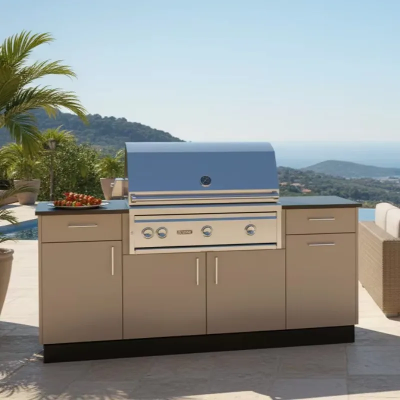 304 StainlessSteel Outdoor Kitchen Cabinet Built-In Gas BBQ Grill Drawer Slide Weatherproof Island for Patio Backyard Customized