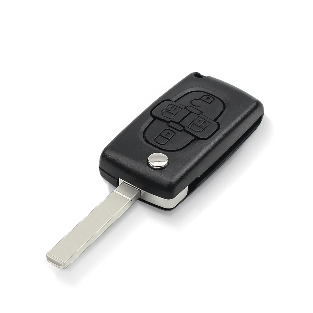 KEYYOU 4 Buttons Flip Floding Remote Key Fob Case Shell Fob For Peugeot 1007 Citroen C8 Uncut VA2 Hu82 Blade CE0523 Replace