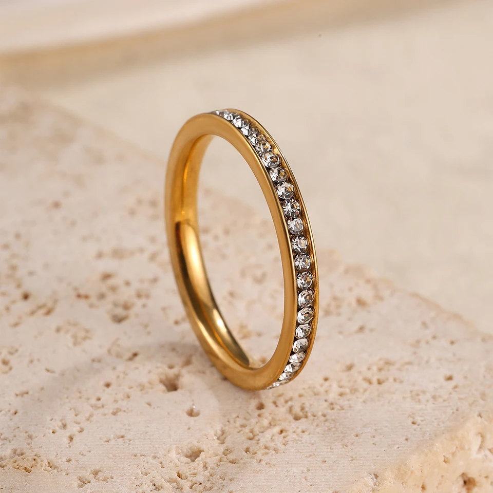 5pcs Women's Stackable Rings Set, Sparkling Zircon