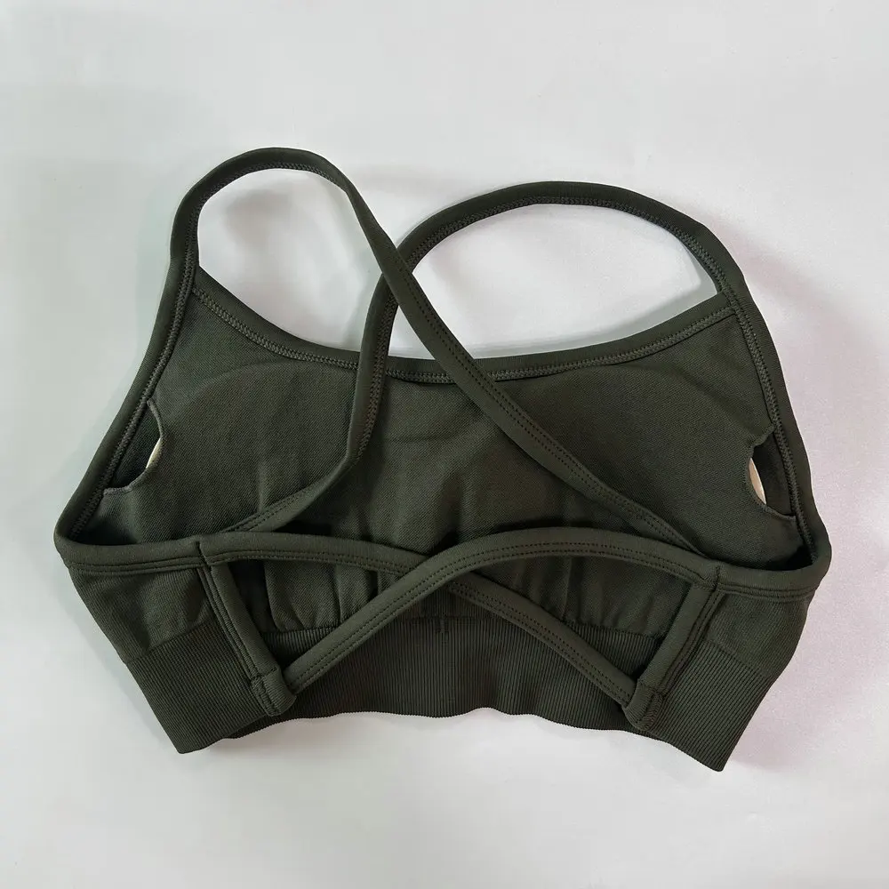 Pericic Damen Nahtloser Yoga-BH Rückenfreier Sport-BH Gepolstertes Sexy Top Kreuzrücken Gym Crop Top Fitness Sportunterwäsche – Detail 10