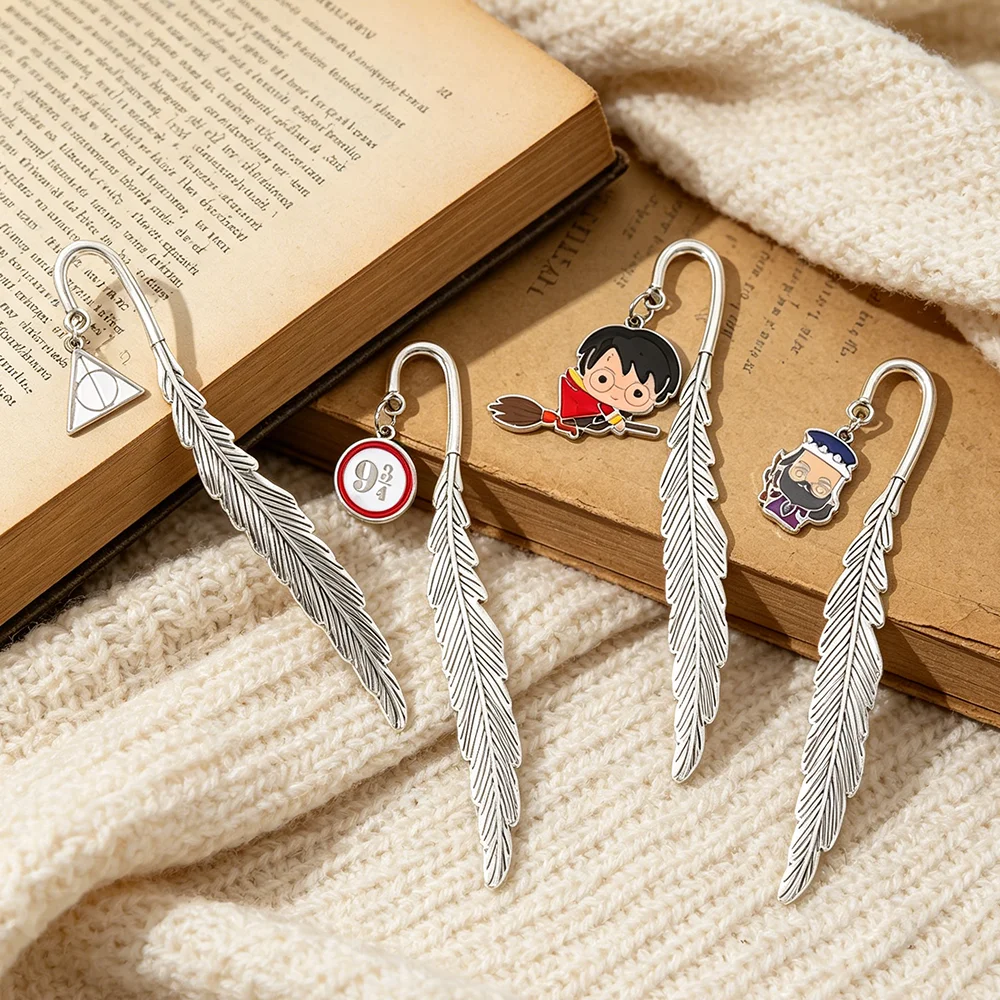 Marcapáginas de Pluma de Harry Potter, Reliquias de la Muerte, Dumbledore, Plataforma 9 3/4, Regalo de Hogwarts, Colección de la Escuela de Magia