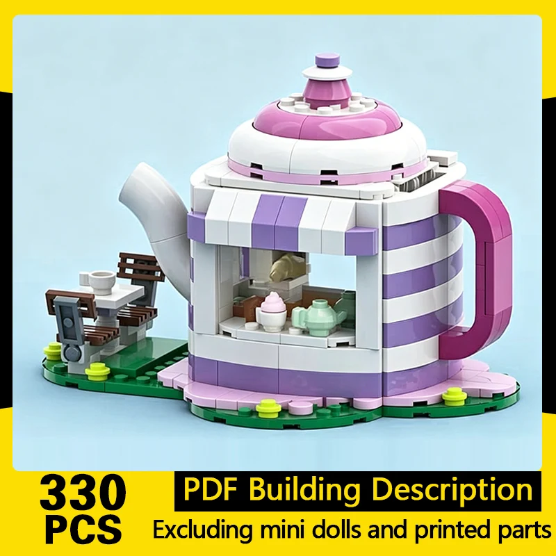 

Street View Model MOC Building Bricks Teahouse In The Shape Of Teapot Modular Technology Gift Holiday Assemble Children Toy Suit