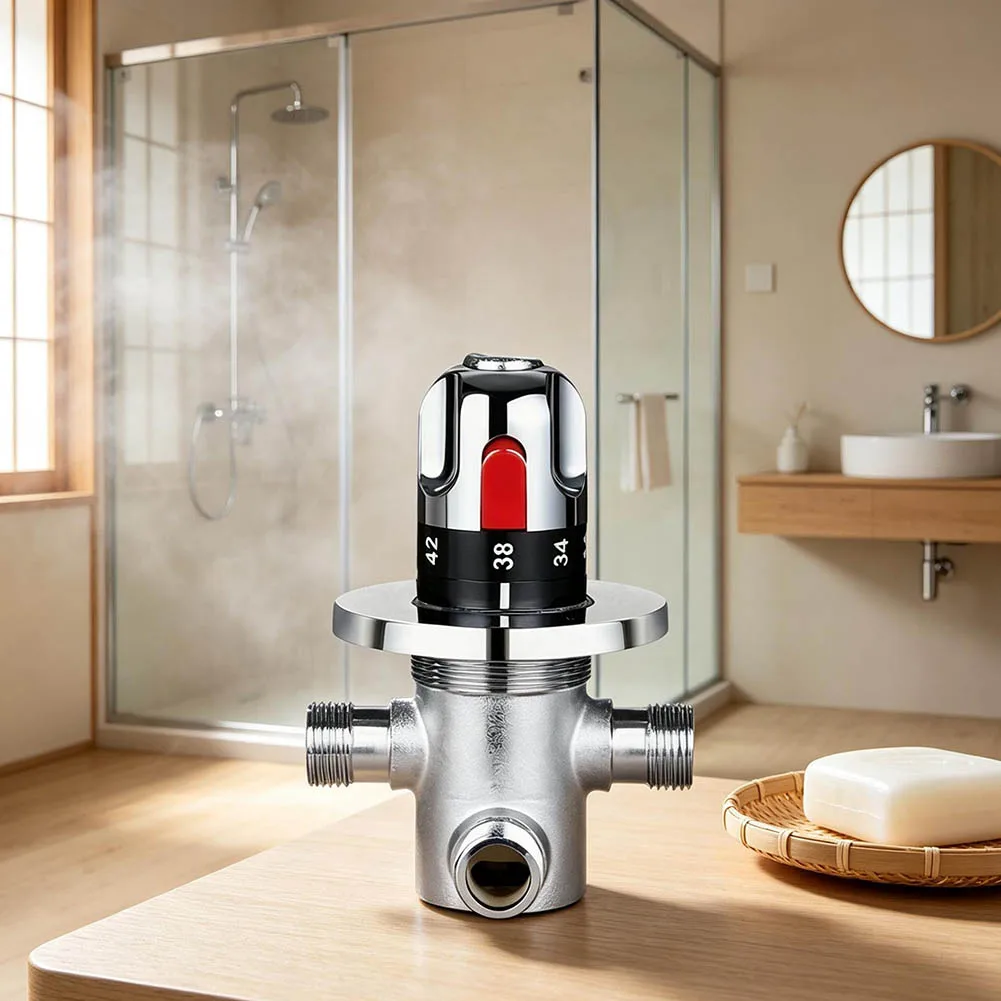 Concealed Thermostatic Mixing Valve Brass Replacement Water Temperature Control Shower Faucet Valve DN15 1/2 Inch