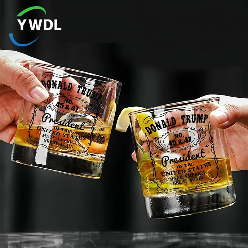 1/2pcs Trump-whiskey Glass Cup Clear Wine Brandy Glass Lasers Engraved Presidency Trump-glasses Funny Unique Dad Present 315ml