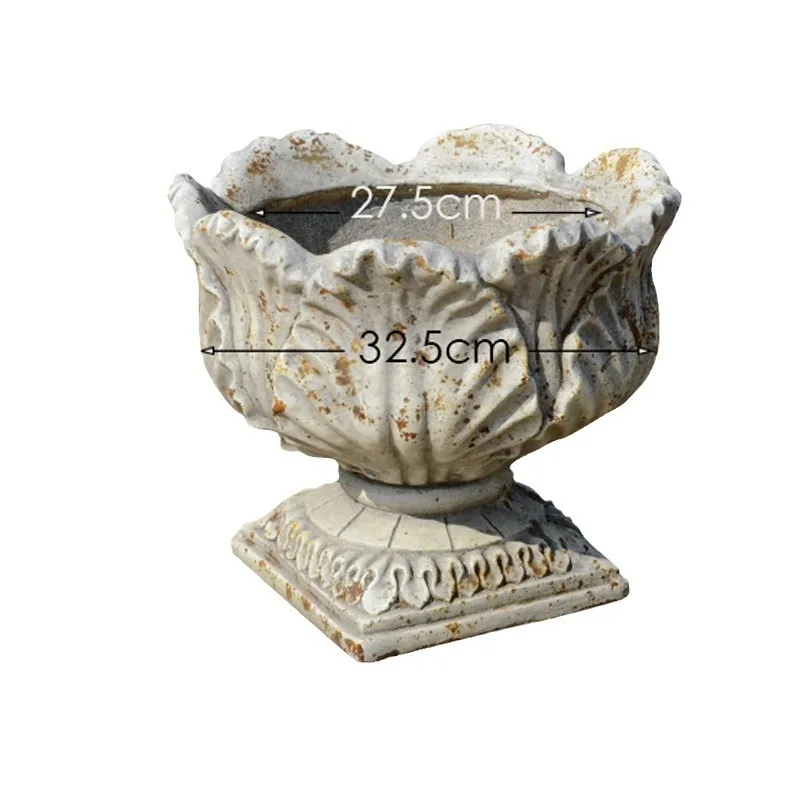 CX small petal flower pot square column base door retro display flower stand garden courtyard villa decoration