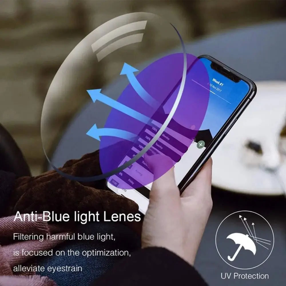 PC Reading Glasses Black+Blue Rectangle Blue Light Blocking Glasses Strength: 1.0~4.0x Diamond-cut Bifocal