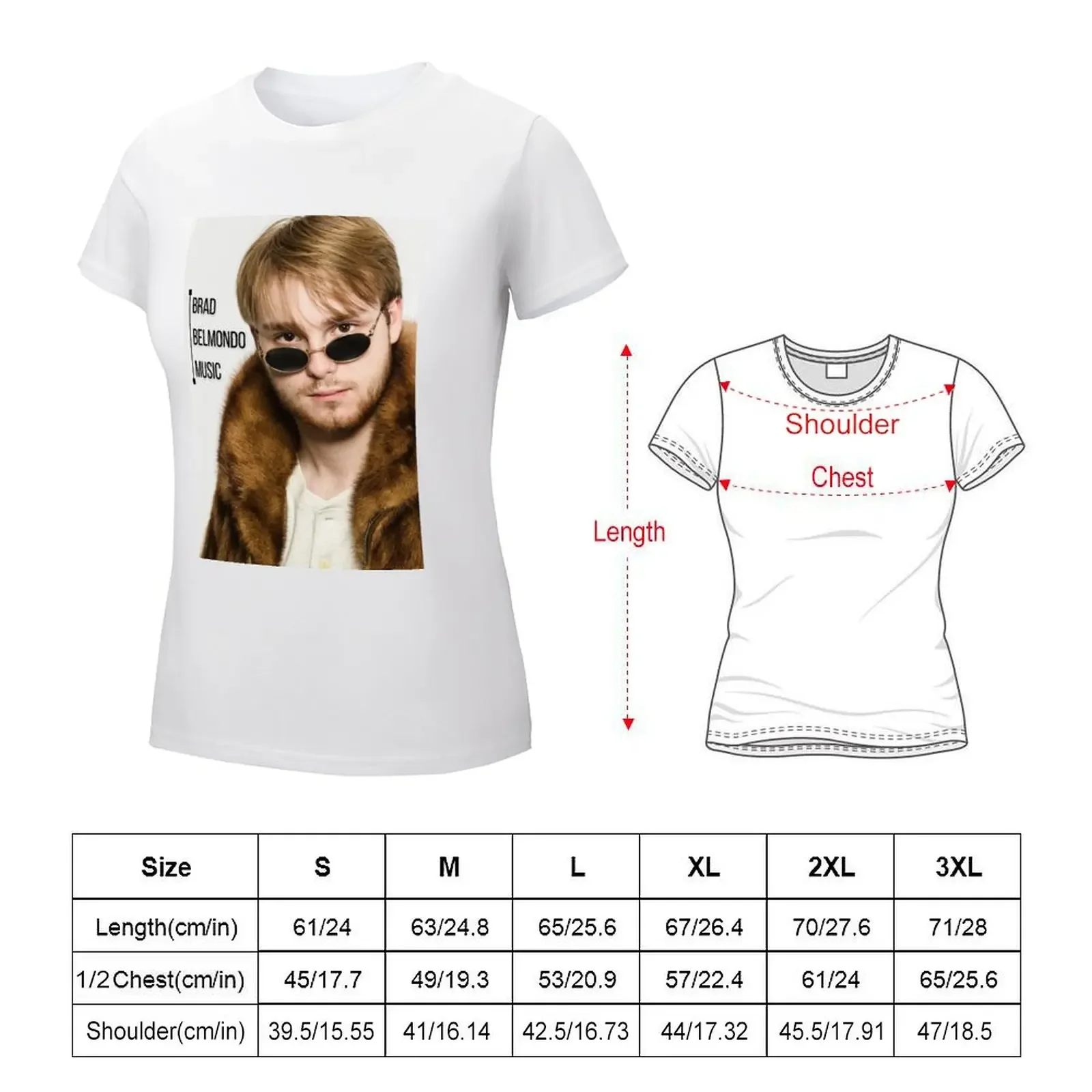 Brad Belmondo T-shirt surdimensionné pour femme, vêtements musicaux, chemise à imprimé animal Kawaii, médicaments pour filles