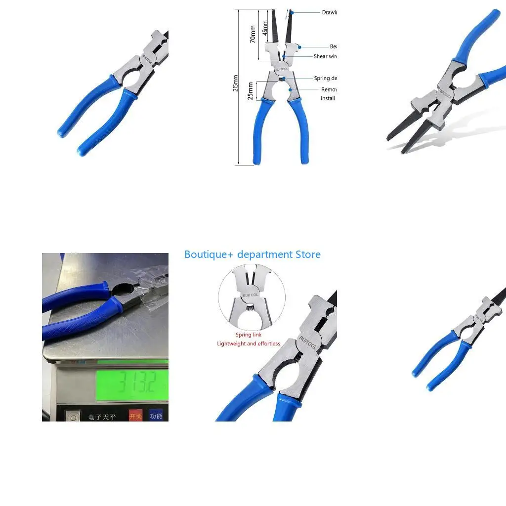 E1PD Multipurpose MIG Welding Pliers Flat Mouth Pincers Wire Cutting Spring Loaded