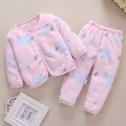 Cute Baby Clothes 3-24 Months Infant Girl Clothing Set Flannel Long Sleeve Hooded Top+Pant Winter Warm Outfit for Toddler Girl