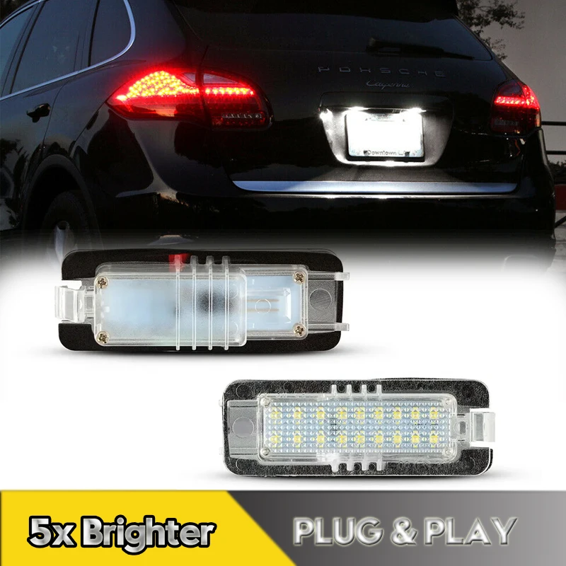 2Pcs LED Number License Plate Light Lamps For Porsche Carrera Boxster Cayman Cayenne Macan 911 987 981 958 991 Car Accessories